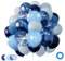Luftballons Blau 60 Stück 12 zoll (30 cm) - Navy, Babyblau, Hellblau & Metallic-Chrom mit Konfetti – Perfekt für Jungengeburtstag, Babyshower, Hochzeit, Jugendweihe & Partydeko