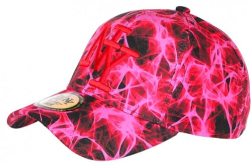 Hip Hop Honour Berretto NY Rosa Fluo e Nero Tendenza Baseball Spydder - Taglia: Taglia unica - Colore: Rosa - Misto, Rosa, taglia unica