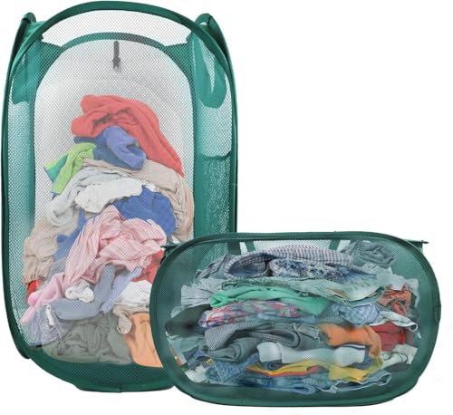 JOLIGAEA 2 Stück Faltbarer Wäschekorb,Pop-up Wäschekorb klappbar, Wäschesammler 36x36x58cm, Laundry Baskets mit Griffen Faltbarer, Klappbarer Wäschekorb für Kinderzimmer Camping und Reisen