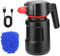 Sylvonette Pulverizador de espuma eléctrico de 2 l, pulverizador de lavado de coche, cañón de espuma eléctrico, batería recargable por USB, spray de espuma portátil, inalámbrico, color negro