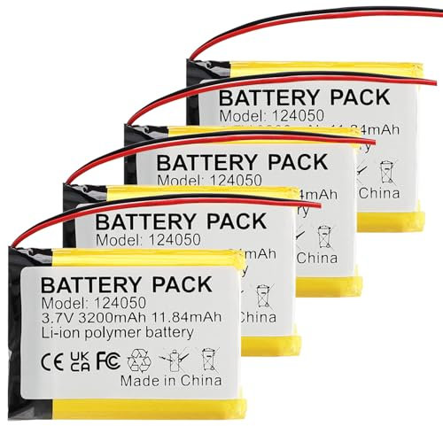 CHUNCAIL 4 baterías de polímero de litio 3,7 V 3200 mAh 124050 recargables con conector JST