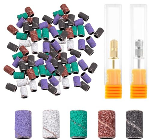 EYVRPAU 100 Pezzi Cappucci Abrasivi per Lime per Unghie Elettrica, Fresa Unghie Grana 80/120/180/240 per Manicure e Pedicure