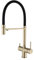 Rubinetto Cucina 3 Vie Estraibile Girevole 2 Maniglie Acqua Fredda e Calda Ottone Miscelatore Cucina 3 Vie-Oro Spazzolato