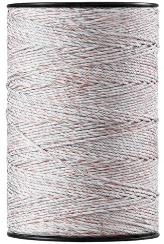 VEVOR Filo per Recinzione Elettrica, 800 m Filo Polietilene 2,38 mm Diametro, 9 Fili Metallici Misti con Conduttività e Resistenza alla Ruggine Raggi UV, Linea Corda Recinzione per Cavalli, Bestiame