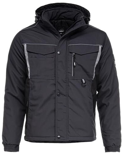 BWOLF DRIFT ICE Arbeitsjacke Herren Winter Arbeitsjacke Herren Wasserdicht Reflektierende Jacke Herren (DE/NL/SE/PL, Alphanumerisch, L, Regular, Regular, Grau/Schwarz)