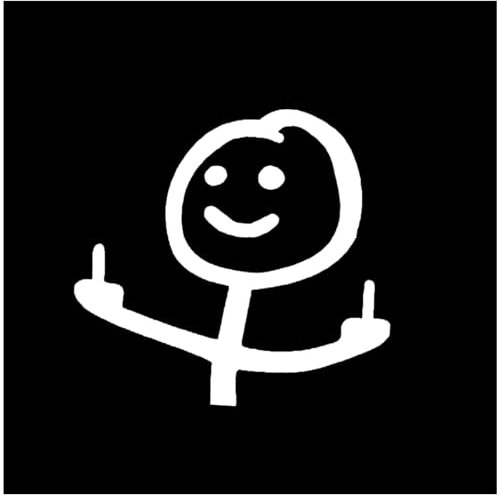 Mittelfinger Cartoon-Figur Auto Aufkleber,Lustige Autoaufkleber,Sticker für Wand Fenster Laptop,Auto-Aufkleber,Lustige Car Sticker,Wasserdicht, UV-beständig(Weiß,12cm x 12cm)