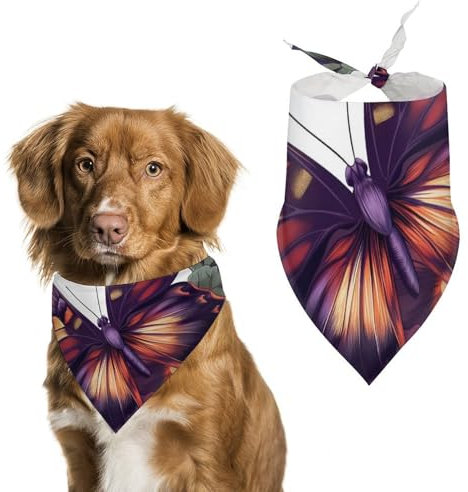Hund Bandanas Blossom Stiefmütterchen Blumen Und Schmetterling Hundeschal Latztuch Für Haustiere Large: 70 * 30 cm