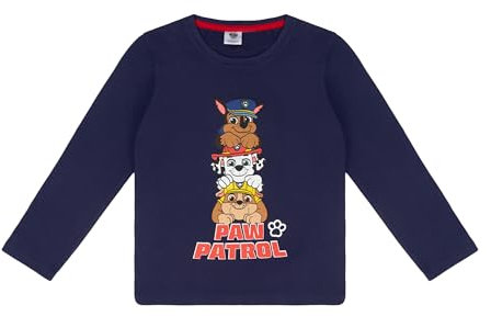PAW PATROL Pullover Langarmshirt Jungen, Shirt, Oberteil, Sweatshirt Oberteil Langarm T-Shirt, Baumwolle, Chase, Marshall, Rubble, Hunde (DE/NL/SE/PL, Numerisch, 104, Regular, Dunkelblau)
