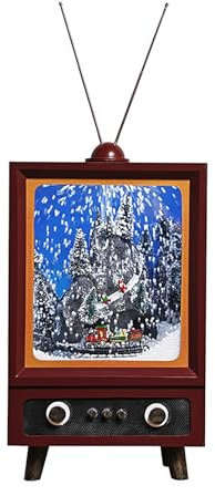 ERICAT Weihnachts-TV-Spieluhr, Retro-TV-Schneemusik-Licht Mit LED-Beleuchtungsfunktion, Simulierter Fallender Schnee-Innenszene Und Automatischem Schneefall, Für Zuhause, Wohnzimmer Und Arbeitszimmer
