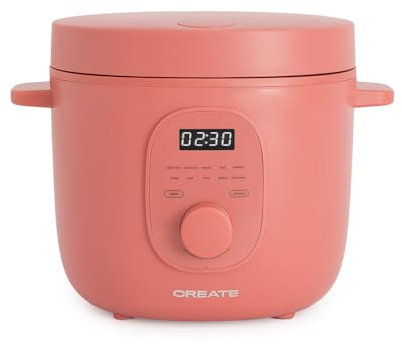 CREATE/RICE COOKER/Cuiseur à riz électrique multifonction 3L brique/Programmable jusqu'à 24h, Prépare des plats à la vapeur, des ragoûts ou des soupes, Fonction maintien au chaud, 600W