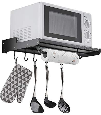 Universal Microwave Wall Bracket Shelf with Storage Aluminum Alloy Kitchen Wall Mounted Stand L 51.7 x W 15 x 3.35