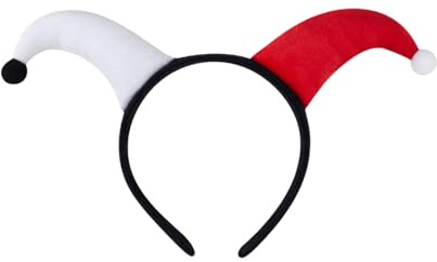 DVOFU Halloween Narren Stirnband Weiß Rot Bösewicht Kostüm Stirnband Cocked Horn mit Pompon Kopfbedeckung für Karneval Maskerade Party Requisiten