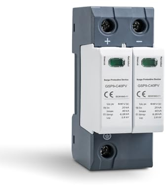 2P 40KA 600VDC Scaricatore di Sovratensione per Corrente Continua, GSP9-C40 Dispositivo di Protezione Contro Sovratensioni e Fulmini, Adatto a Fotovoltaici e Circuiti Domestici a Basso Tensione