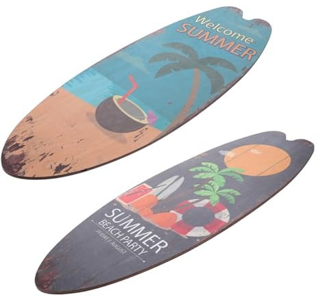 Holz Surfbrett 2 Stück Wandschilder Deko Sommer für Bücherregal