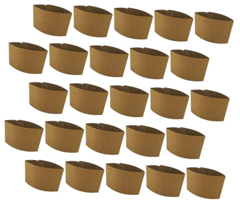 ARTSEWPLY 25stücke Isolierte Pappmanschetten Für Kaffeebecher Hitzeschutz Für Getränke Praktische Und Langlebige Kaffeetassenhüllen Aus Gewelltem Papier Für Heißen Kaffee Tee Und Mehr
