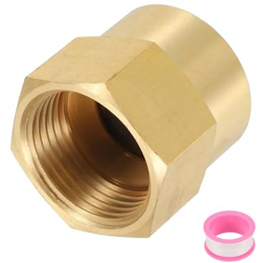 QUARKZMAN Raccordo per Tubo Femmina 3/4G x Femmina 3/4NPT Tonalità Oro | Adattatore Femmina 3/4 a Femmina 3/4, con PTFE e Guarnizioni, Nipplo Esagonale, in Ottone, Ottone