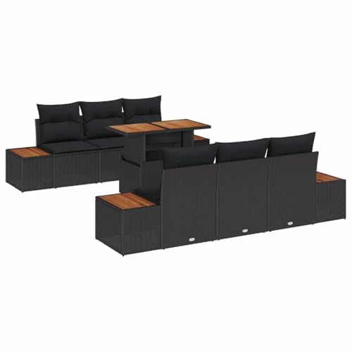 vidaXL Garten-Sofa-Set 7 STK. Schwarz Poly Rattan