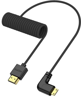 ZBLZGP Cavo HDMI 8K a spirale, 48 Gbps ad altissima velocità, HDMI 2.1, 4K a 120 Hz/8K a 60 Hz, HDR dinamico, per PS5, Xbox Series X, Apple TV (mini HDMI ad angolo sinistro a HDMI, intrecciato nero, a
