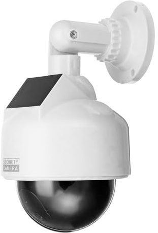GOEDCH Telecamera Dome Veloce Finta con Energia Solare: Telecamera di Sorveglianza Finta con LED Rosso Lampeggiante, Impermeabile, Alimentazione Solare, Telecamera Finta Solare per Uso Interno ed