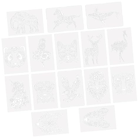 Gadpiparty 15 Stück Teiliges Tier Schablonen für Wiederverwendbare Malvorlagen mit Einhorn und Papageienmotiven Langlebigem für Diy Kunstprojekte und Scrapbooking