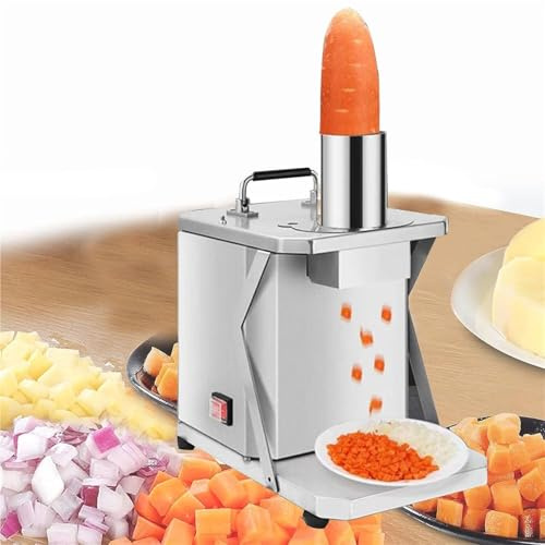 VZXATYOP 200W Gemüseschneider Würfelschneider for gewerblichen Gebrauch zu Hause Elektrischer Obstschneider Zerkleinerer Kartoffel Zwiebel Karotten Würfelschneidemaschine