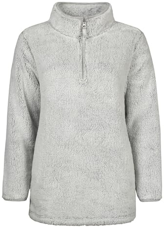 HEAT HOLDERS - Ladies Teddy Bear Thermal Fleece 1/4 Zip Top Warm Cosy Soft Winter Loungewear Jumper