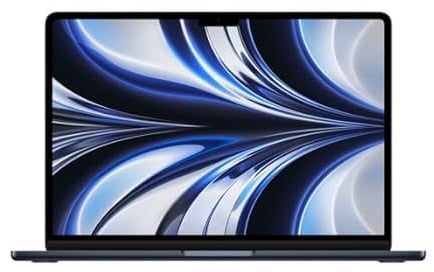 Apple MacBook Air 2022, Chip M2 con CPU 8 núcleos, GPU 10 núcleos (13-Pulgadas, 16GB de RAM, 512GB SSD de Almacenamiento) (QWERTY Español) Medianoche (Reacondicionado)