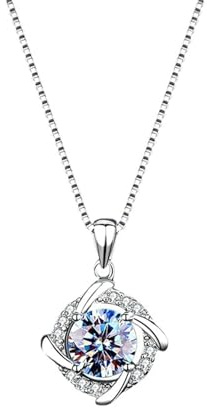 RDSGYZ Collana da donna in oro bianco 750 585 375, ciondolo a forma di mulino a vento con moissanite 1 ct, collana da donna, 45 cm, per matrimonio, Metallo, Moissanite