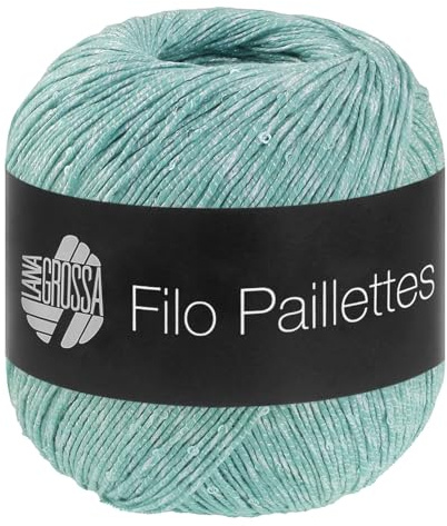 LANA GROSSA Filo Paillettes |Edles, fest verzwirntes Garn mit Pailletten & Matt-Glanz-Effekt | Handstrickgarn aus 55% Baumwolle, 39% Polyester, 6% Polyamid | 50g Wolle, Stricken & Häkeln | 155m FB 11