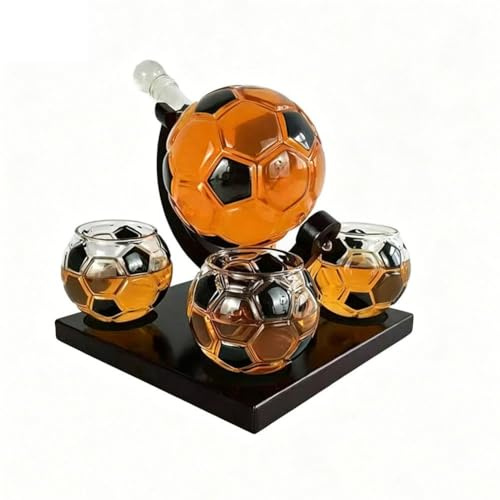 LZYWOD Soccer Whiskey Decanter Set, Soccer-shapedDecanter With 4 Soccer Whisky Glasses, Gift Decanter Set, Liquor Football-shaped