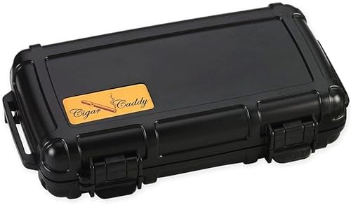 Puro Caddy 3400 5 Cigar Humidor de Viaje Impermeable, Color Negro Mate