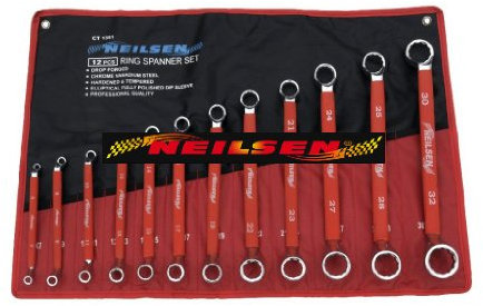 12pc swan kneck spanner set dipped sleeves metric ring