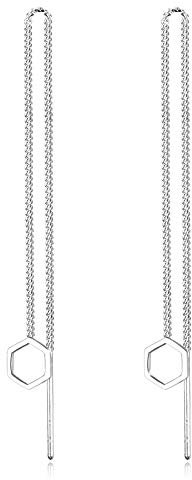 Elli Ohrringe Damen Ketten Hänger mit Hexagon im Geo Minimal Look in 925 Sterling Silber