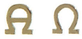 Wachsornament Alpha-Omega gold 15x15 mm aus Wachs zum Kerzen selbst beschriften