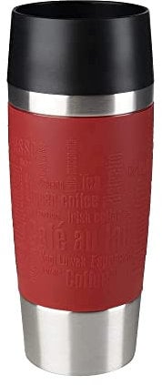 EMSA 513356 Travel Mug Insulated Drinking Cup with Quick Press Closure, 360 ml, red