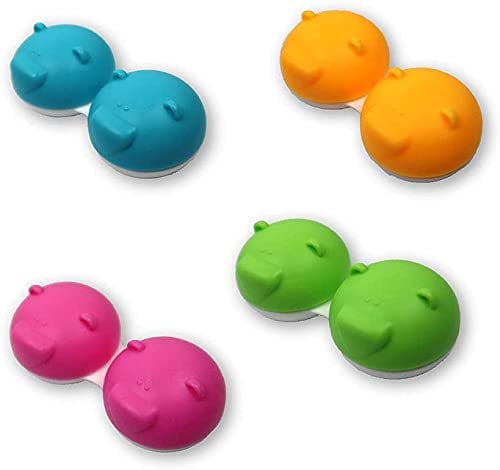 SPORTS WORLD VISION 3PCS Orange Bear Range Contact Lens Cases | Cute Animal Lens Holder Case | Lightweight, Portable & Distinctive Design |Contact Lens Travel case, Storage/Soaking Lens Solution Boxx