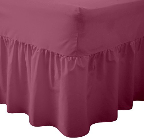EXTRA DEEP FITTED BED SHEETS NON IRON LUXURY PERCALE COTTON RICH VALANCE FITTED SHEET PLEATED BRUSHED COTTON BEDDING DOUBLE BED SET FLAT SHEET FRILLED (Super King, Fuchsia)