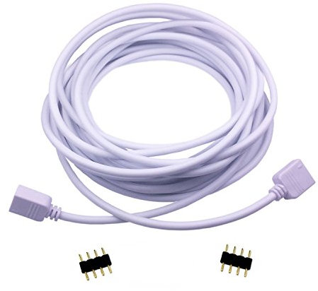 LITAELEK 2.5m RGB LED Streifen Verlängerungskabel 4 polig LED Band Verlängerung Kabel RGB 5050 3528 2835 LED Strip Extension Cord LED Stripe Extension Cable LED Verbinder Anschluss, Weiß