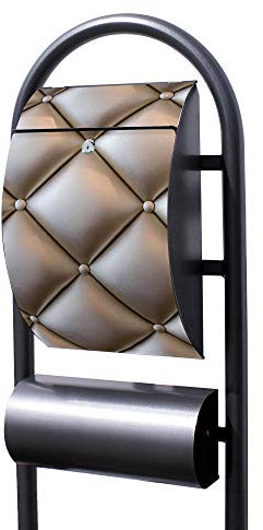 Banjado® Stand Briefkasten in Hammerschlag-Optik in Größe 150x47x22cm mit Motiv Polster Bronze - Briefkasten mit Standfuß/Postkasten freistehend als Standbriefkasten mit Zeitungsfach