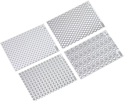 Original Kaiser Inspiration Motiv-Schablonen-Set 4-teilig Inspiration Sweet & Style großflächige Prägung 8 attraktive Prägemotive im DIN A4 Format transparent zum leichten Aneinanderreihen des Strukturmotivs.