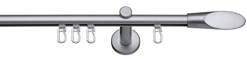 Tilldekor Innenlauf Gardinenstange MARBELLA, silber-matt, Ø 16 mm, 1-Lauf, 160 cm, inkl. Trägern und Gleitern
