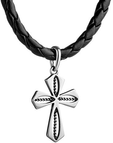 Herren Leder Halskette Mit Silber 925 Kreuz Anhänger Für Jungen Und Männer Schmuck