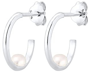 Elli Ohrringe Damen Creole Geo Süßwasserzuchtperle in 925 Sterling Silber