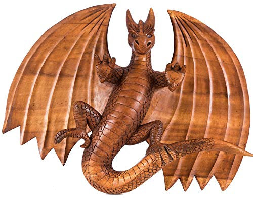 Windalf Wandbild großer Drache FURIMOR 50 cm Drachenfigur Wanddeko Holz