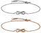 Cupimatch Infinity Armband Damen Set 2pcs Unendlichkeit Edelstahl Armkette Armreif Geburtstagsgeschenk für Damen Mädchen 17+5cm, Silber Rosegold