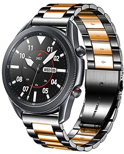 DEALELE Strap Compatible with Samsung Galaxy Watch 46mm / Galaxy 3 45mm, 22mm Stainless Steel Metal Replacement Bands for Huawei Watch GT5 / GT5 Pro / 4/4 Pro / GT4 / 3/3 Pro / GT3 46mm,Blue-Silver