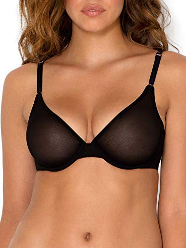 Smart & Sexy Damen Sheer Mesh Demi Underwire Bra Halbschalen BH, schwarz (Netzstoff), 70D