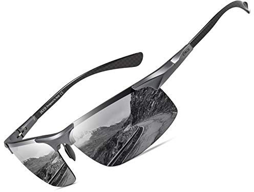 DUCO Men's Sports Polarized Driving Carbon Fiber Sunglasses for Men UV400 Protection DC8277 (Gunmetal Frame Grey Lens)