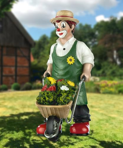 GILDE Clown Gartenglück aus Kunstharz - Garten Deko Figur und Sammlerstück - Mehrfarbig, 16 cm hoch, 6 cm breit, 11 cm tief