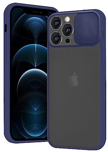 Rdyi6ba8 Cover per iPhone 12 Pro, Custodia Camera Slider [Fotocamera Protezione] Case Sottile Leggera Opaca Hard PC Antiurto TPU Paraurti Cover per iPhone 12 Pro - Blu Navy